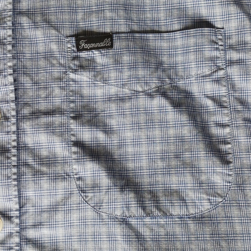 Faconnable women's blue and white plaid cotton shirt small - Picture 8 of 9